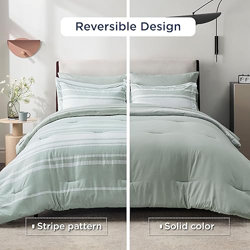 Miniatura 3 de Bedsure Bed in a Bag - Juego de edredón de 7 piezas, para todas las estaciones, sábana encimera, sábana bajera, 2 fundas de almohada y 2 fundas de