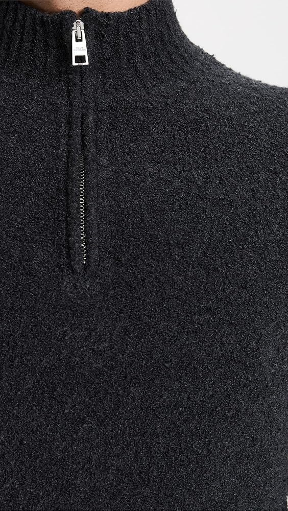 Club Monaco Men's Core Boucle Quarter Zip Sweater, Charcoal