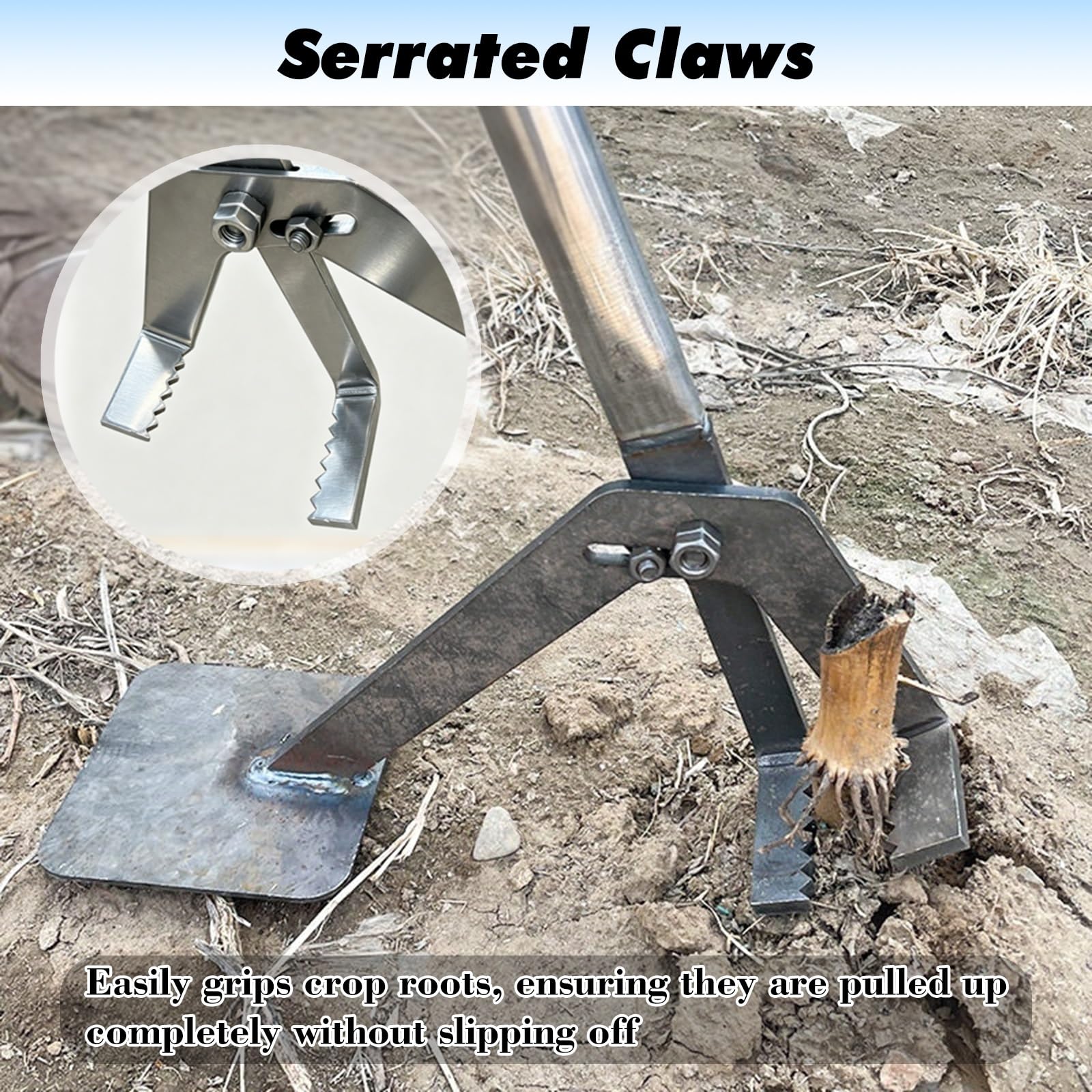 Extractor manual de postes para árboles pequeños, extractor de postes de valla portátil con abrazadera dentada para varillas de tierra, barras de acero y estacas de madera, 52 pulgadas de longitud