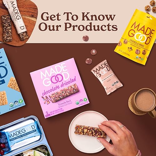 Miniatura 6 de MadeGood - Cuadrados crujientes con chispas de chocolate aptos para alergias sin gluten y seguros para aperitivos escolares 36 unidades