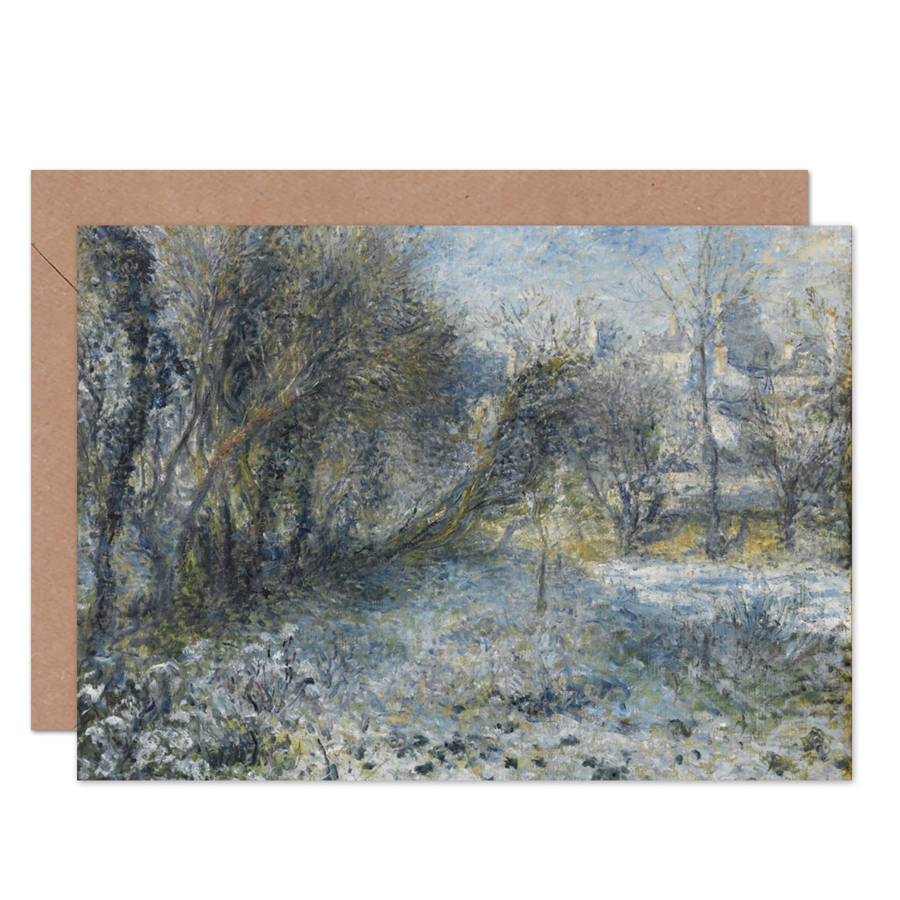 Artery8 Renoir Snow Covered Landscape Fine Art Greeting Card Plus Envelope Blank Inside