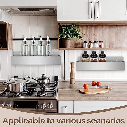 Miniatura 7 de Tanlade Soporte para botellas de licor de acero inoxidable de 22 pulgadas, 22 pulgadas, soporte para botellas de spray montado en la pared, estante