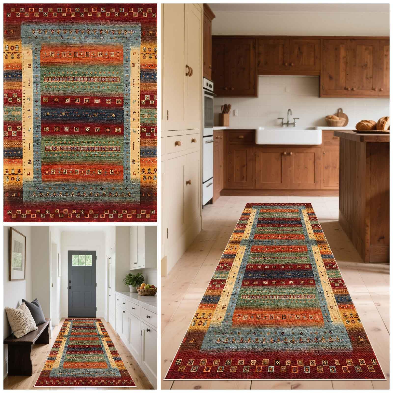 Dywan do korytarza, długi dywan do korytarza 50 x 120 cm, antypoślizgowy, wąski dywan do korytarza, dywan do wejścia, można prać, dywany kuchenne do korytarzy, sypialni, pralni, kuchni
