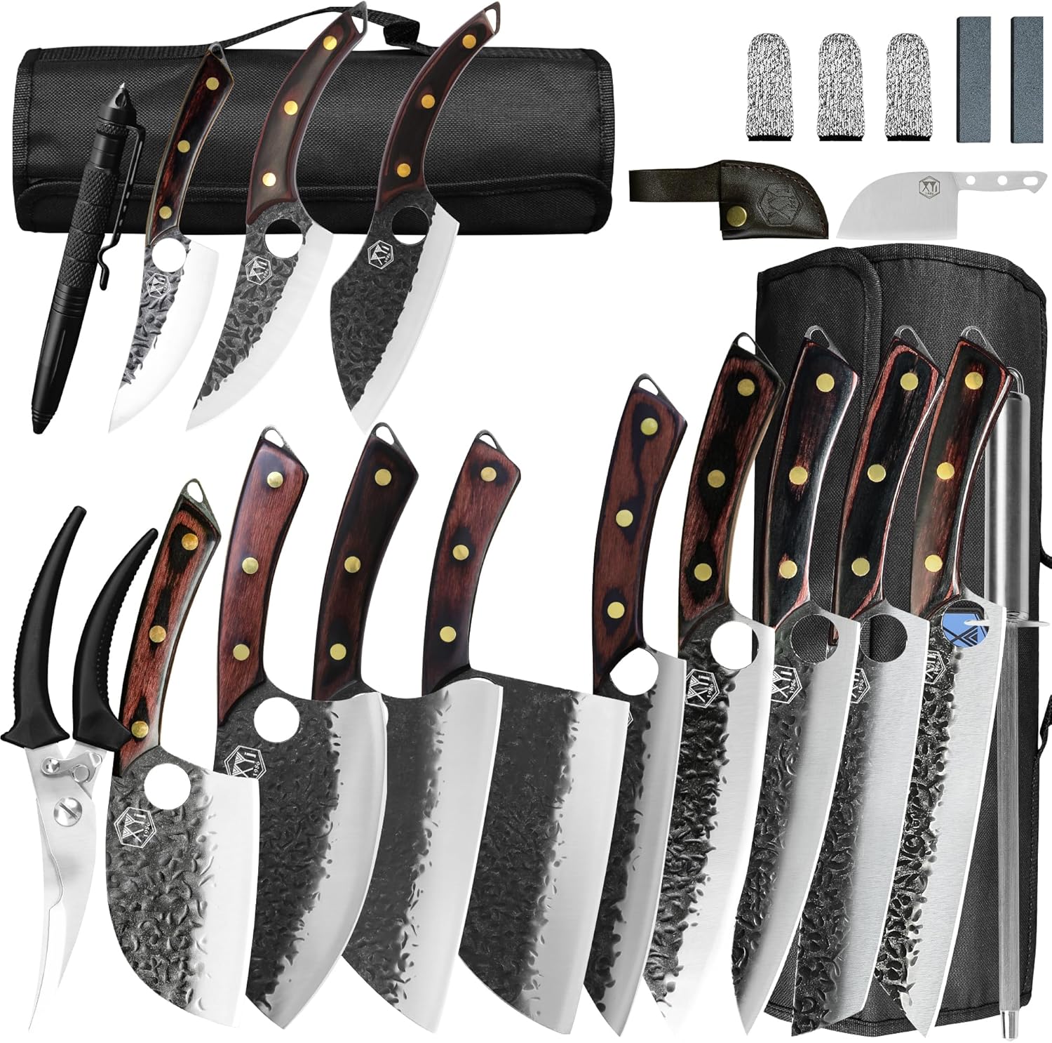 XYJ Gyutou Cleaver Knives Set High Carbon Steel Camping