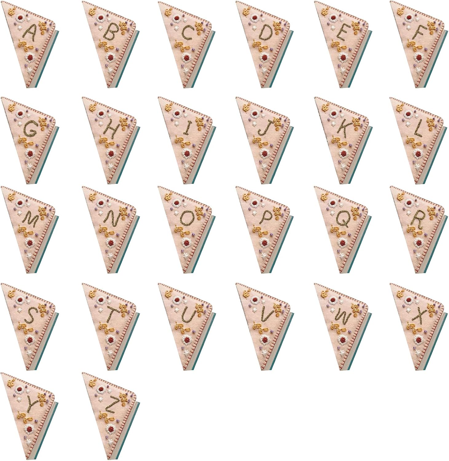 علامة مرجعية مكونة من 26 حرفًا لجميع المواسم للنساء والرجال وعشاق القراءة وهدايا لفصل الربيع والصيف والخريف والشتاء، علامة مرجعية مخصصة مطرزة يدويًا (V، خريف) - (اللون: خريف، المقاس: V)