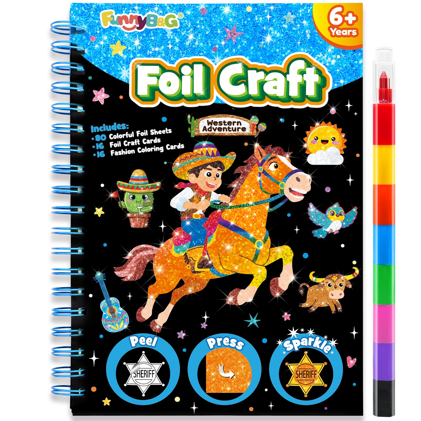 FUNNYB&amp;G Foil Art Craft Kit for Kids, Sparkly Birthday Gift Toy for Kids
