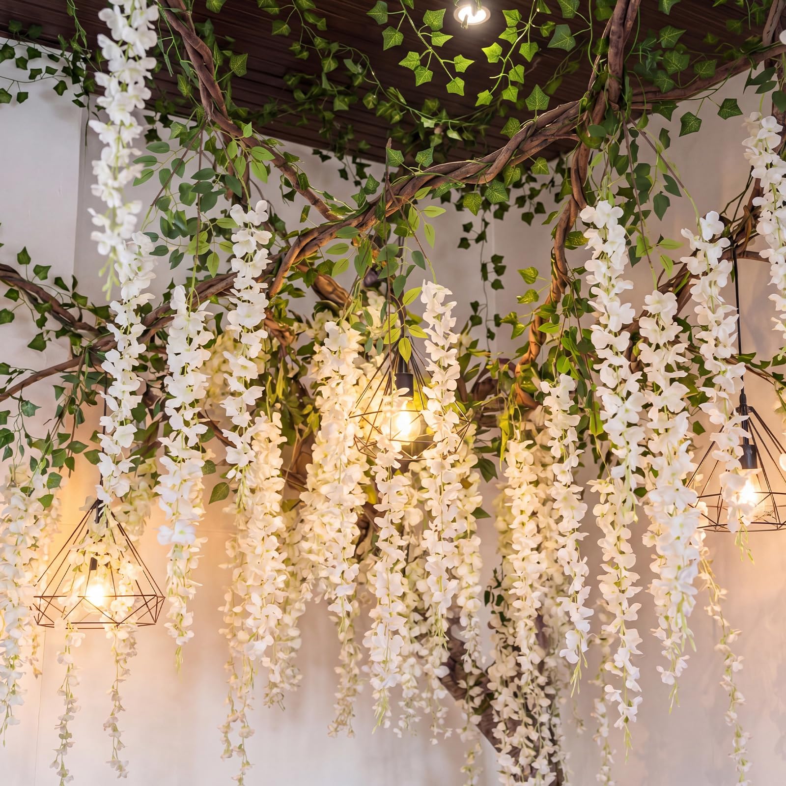 Bucherry Set di decorazioni incantate, rampicanti artificiali da appendere, per aule, fiori di glicine, soffitto, stravaganti, feste fatate, interni ed esterni, casa, giardino, fai da te