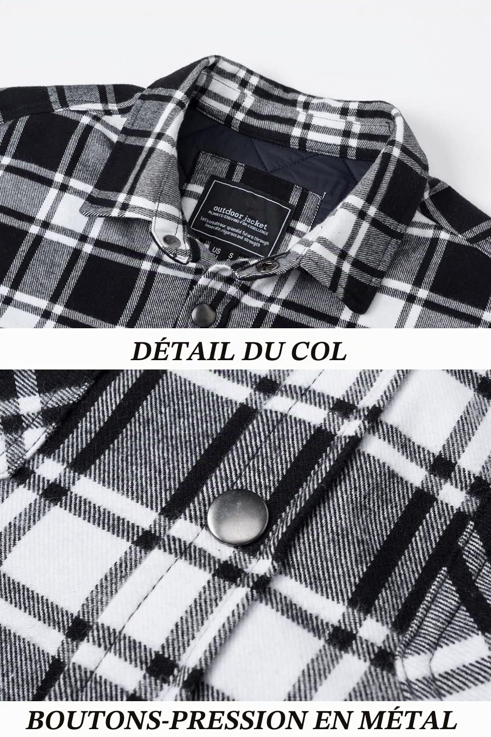 TACVASEN Veste de Bûcheron Matelassée pour Homme Chemise de Travail Décontractée en Flanelle a Carreaux Manches Longues