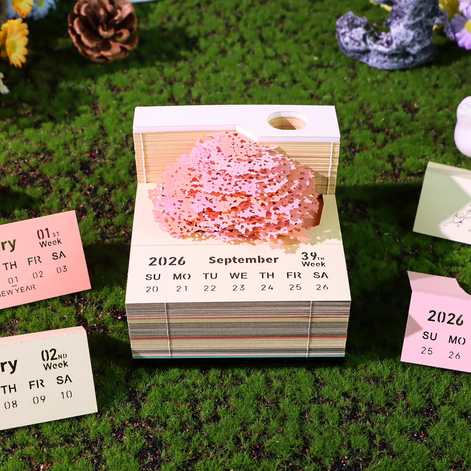 RSLIPIN 3D-Notizblock, Zeitmesserkalender 2026, 3D-Kalender 2026, Heiratsbaum, Abreißkalender, Kunst, Notizen für Aufzeichnung, Lesezeichen, Geschenk und Dekoration