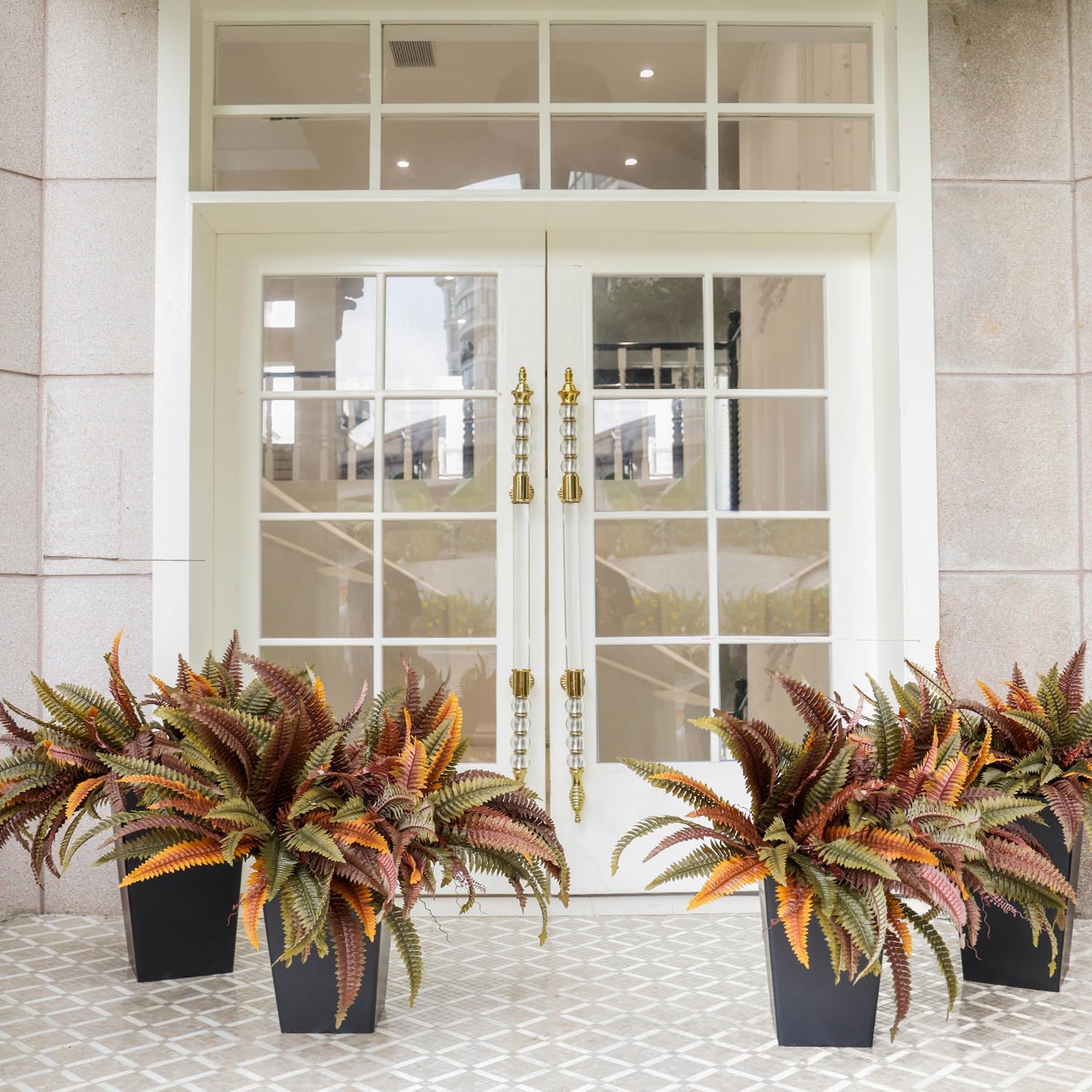 2-Pack Outdoor Artificial Boston Fern Fall Decor Flowers al for Indoor Outside Hanging Plants Garden Porch Window Box Home Wedding Farmhouse Décor