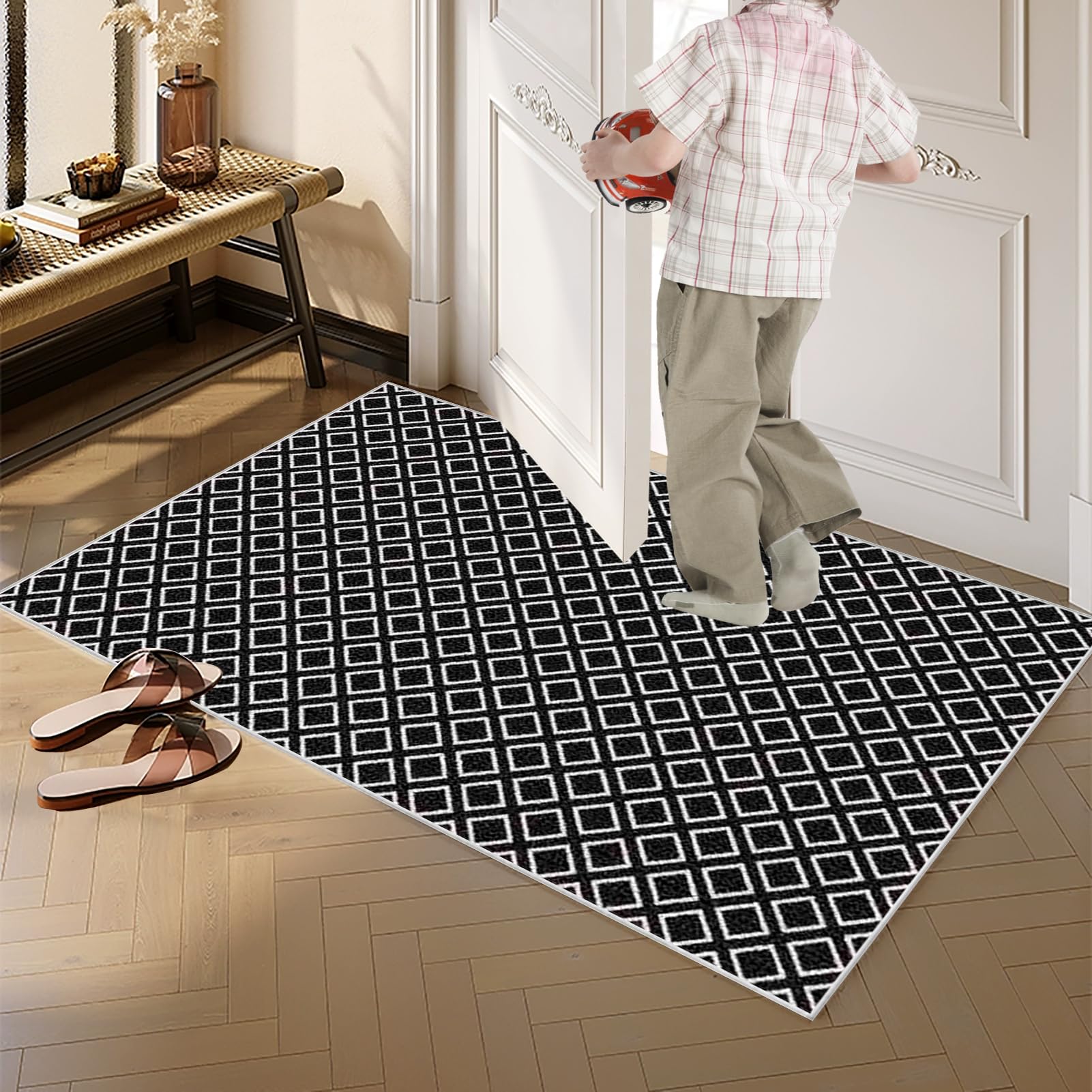 Dywan do długiego korytarza 110 x 280 cm Antypoślizgowy chodnik kuchenny Chłonny dywanik wejściowy, zmywalny dywanik kuchenny, chodnik do przedpokoju kuchni salonu sypialni