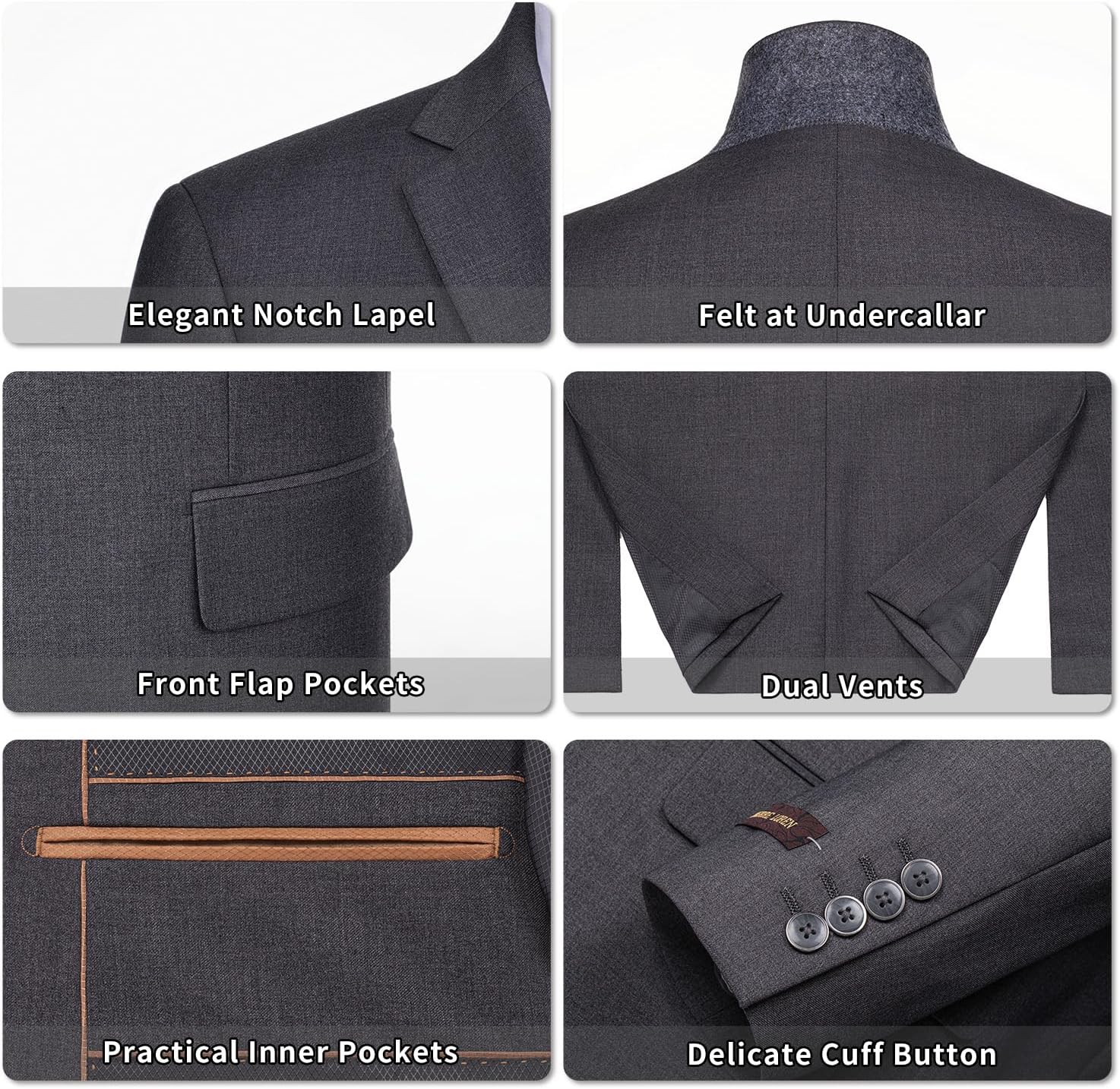 Men's 2 Piece Suits Classic Fit Single Breasted 2 Buttons Business Wedding Suit Jacket Blazer & Pleated Pants Set