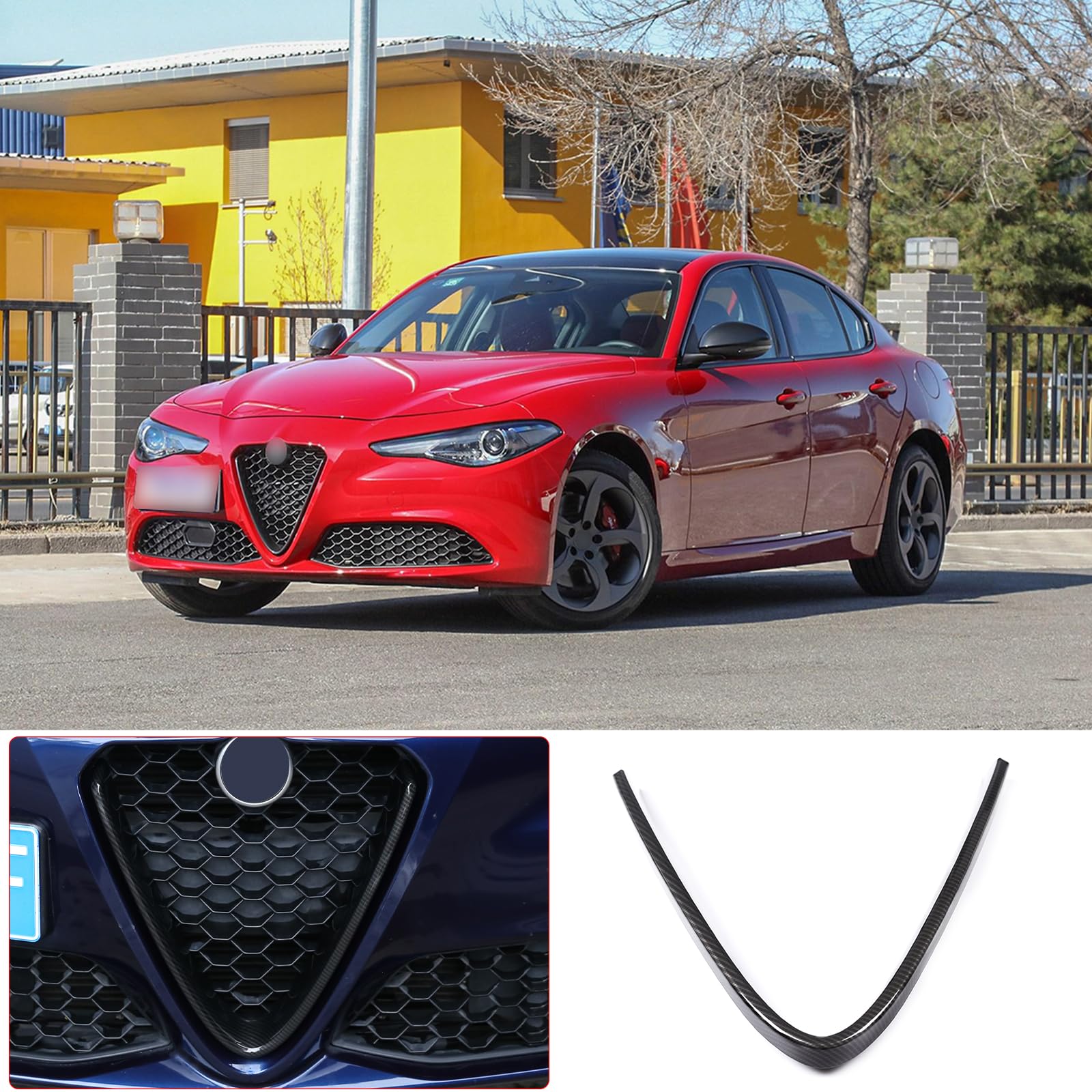 Rivestimento per griglia anteriore, telaio a V, adatto per Giulia 2017 – 2020, rivestimento per griglia anteriore per auto, accessorio esterno per griglia anteriore, accessorio