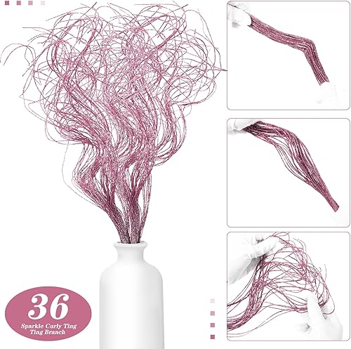 Miniatura 2 de Ramas rizadas con purpurina para decoración de coronas, jarrones, ramas de Navidad, floreros de Navidad, guirnaldas de árbol de Navidad, decoración