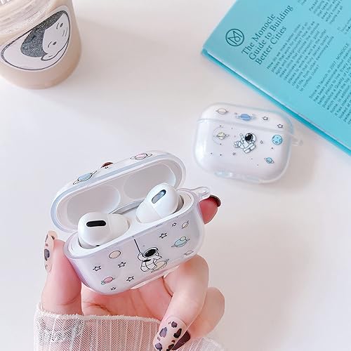 Miniatura 2 de ZTOFERA Funda transparente para Apple Airpods Pro, funda protectora a prueba de golpes, bonito patrón de astronauta para niñas, niños y mujeres,