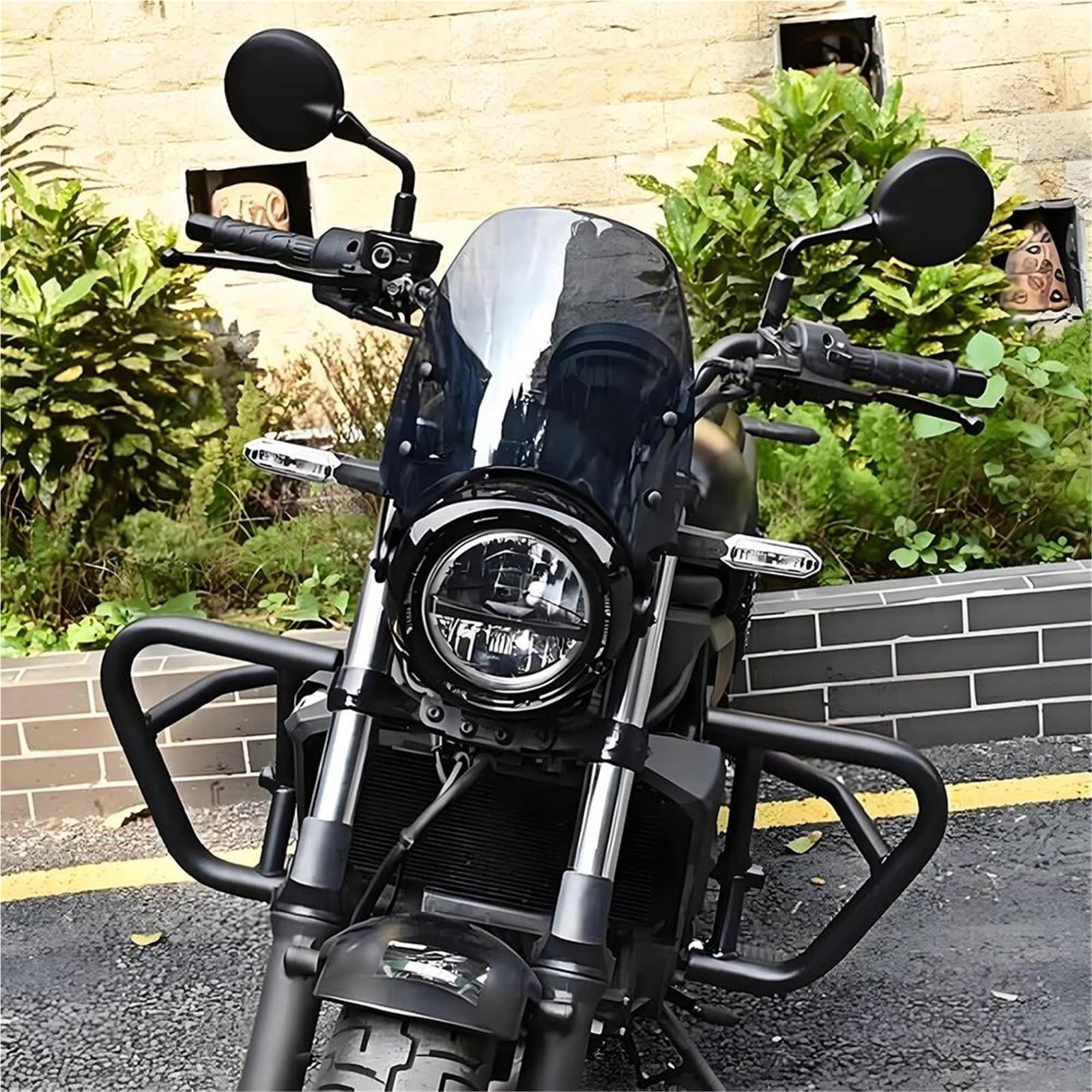 Pantalla Deflectores De Parabrisas Motocicleta para Kawasaki para Eliminator 500 2024-2025 Protector De Carenado, Alerón Y Deflector Delantero Carenado De Alerón(Negro)