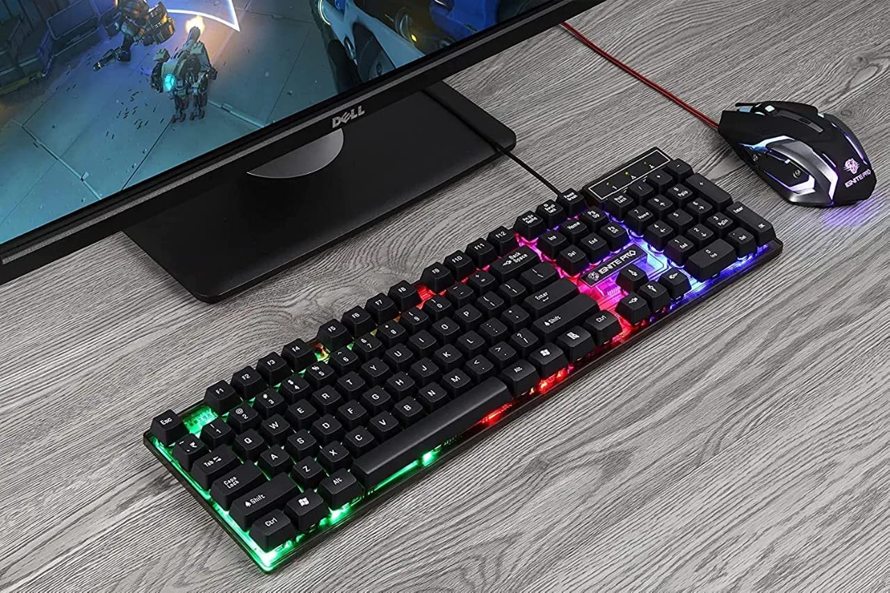 Enter Rainbow Back Light Gaming Keyboard&Mouse Combo Mt-C510 With Unit-Ghosting Keys,Colorful Rainbow Back Light,Usb