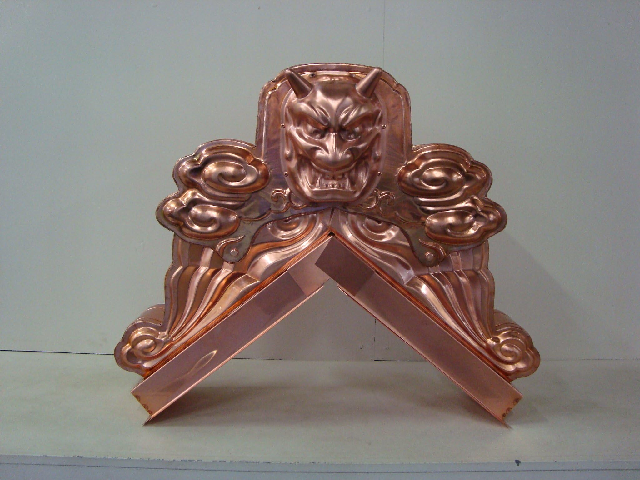 MORIKUNI Japanese Traditional Copper Roof Ornament FB-14 with Oni/Ogre Mask