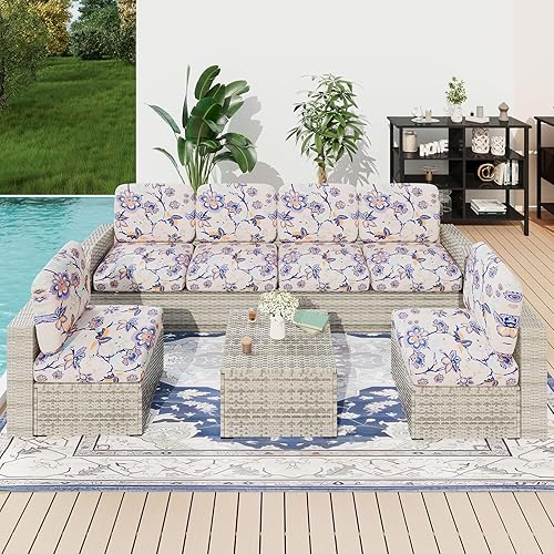 Miniatura 2 de hyha Fundas de cojín de repuesto impresas y elásticas para sofá removible, protector de muebles suave y flexible con parte inferior elástica (S,