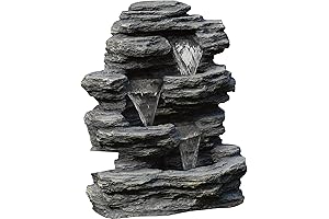 Pure Garden Outdoor Waterfall Fountain: Relaxing Decor for Your Outdoor Oasis