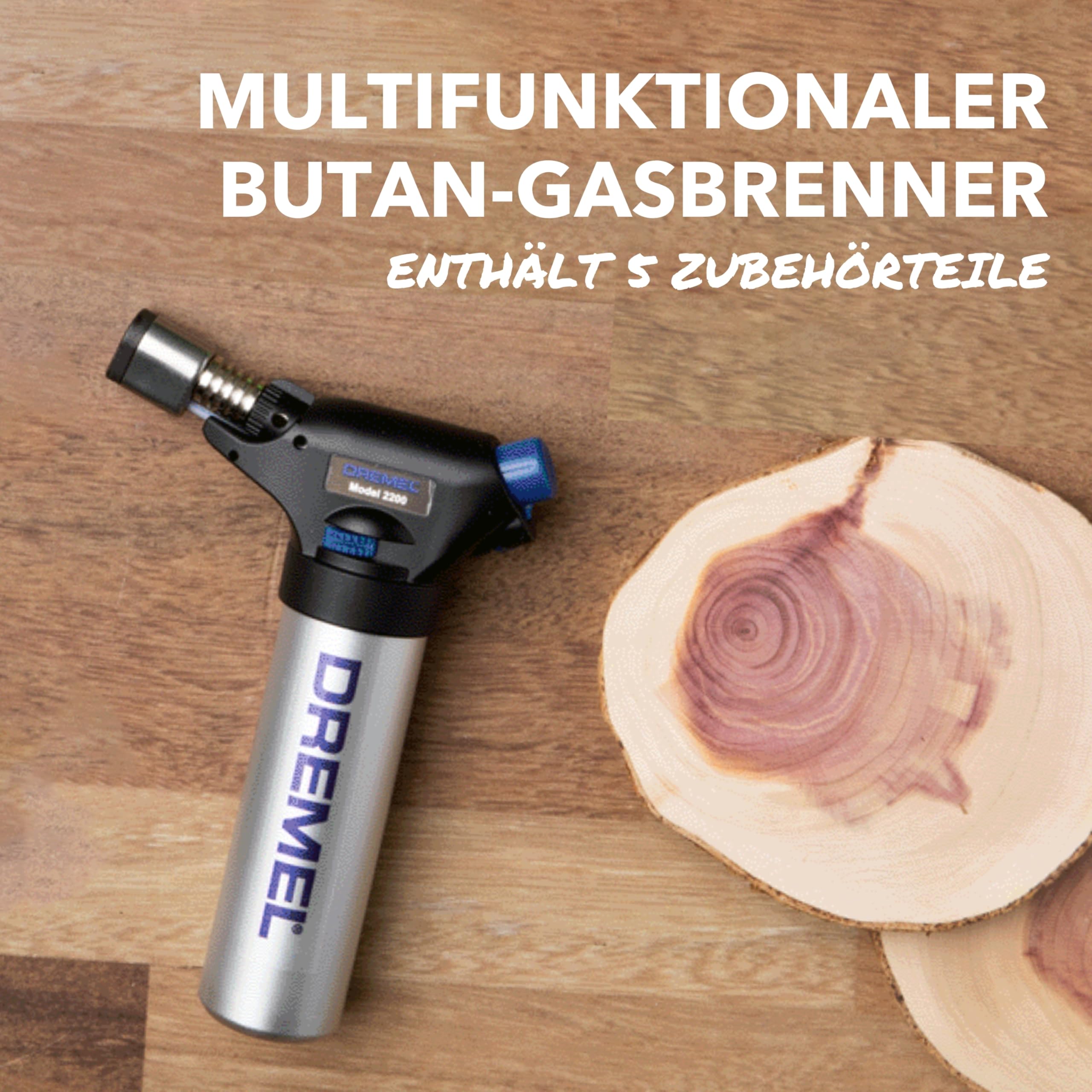 Dremel 2200 VersaFlame Multifunktionaler Butangas-Brenner - Butangas-Lötlampe, Gasbrenner und Löt-Set (mit 5 Zubehören zum Löten, Schrumpfen, Schweißen, Flambieren)