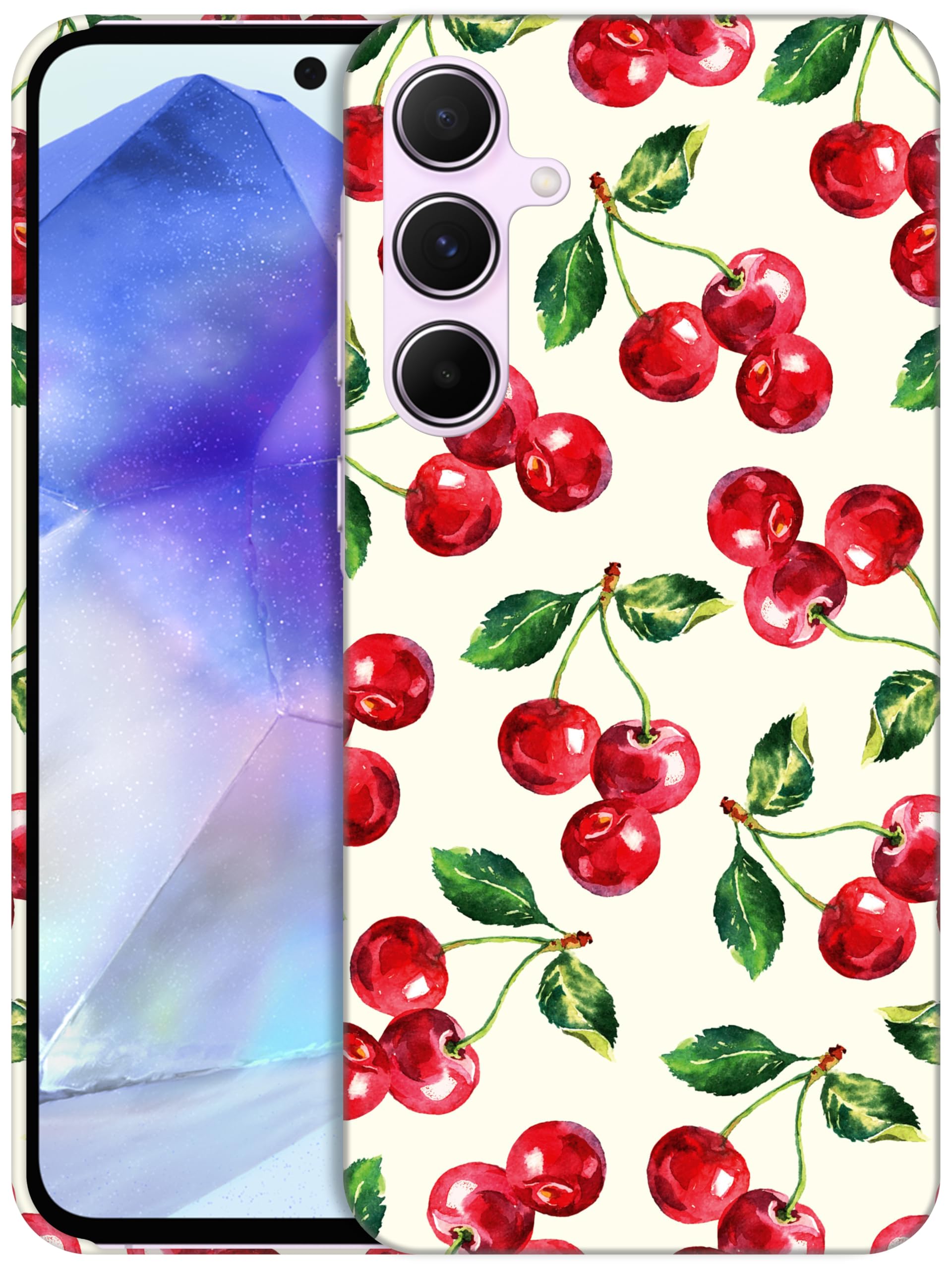 GlamCase for Samsung Galaxy A35 5G, Samsung A35 Case - Cherry Watercolor Pattern Printed Slim & Sleek Cute Plastic Hard Snap on Protective Designer