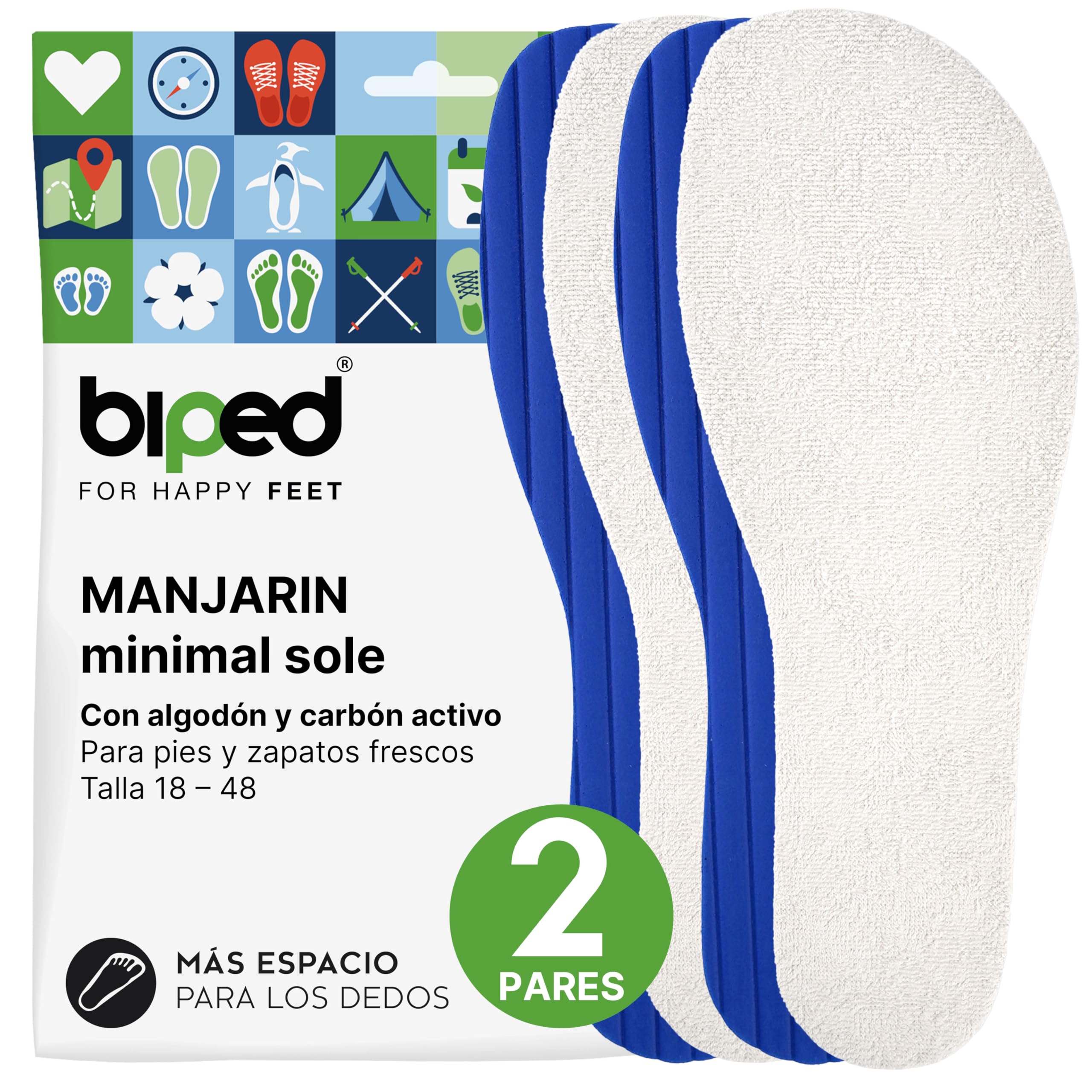 MANJARIN biped minimal sole plantillas para minimal shoes barefoot shoes algodón auténtico carbón activo 39