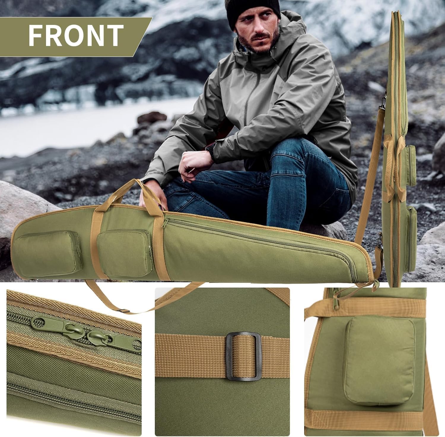 Gun Cases for Rifles Shotgun 44" 48" 52" Multiple Magazine Holder Pouches Outdoor Tactical Accessory Bags Carried By Hand Or Adjustable and Removable Shoulder Strap.