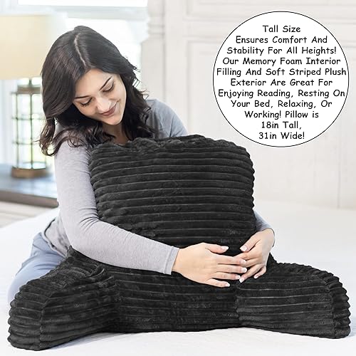 Miniatura 6 de Homie Almohada de lectura con luz de lectura y soporte de muñeca, tiene reposabrazos y soporte de espalda para descansar en cama, descansar, leer,