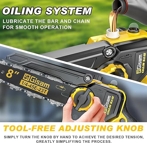 Miniatura 4 de Sierras de poste eléctricas 2 en 1 para recortar árboles, mini motosierra inalámbrica de 8 pulgadas con poste de extensión, motor sin escobillas