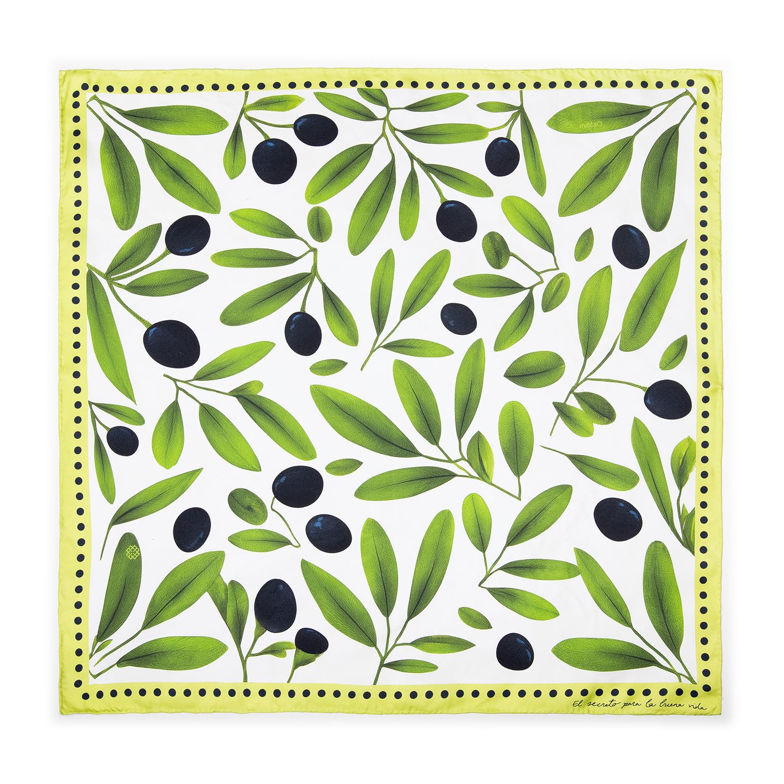 miMaO. Pañuelo de seda Natural estampado olivas