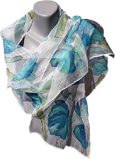 BALANCE Hand-Painted Silk Scarf, Woman Silk Scarf, Pure Silk Shawl, Wrap, Scarf painted by hand