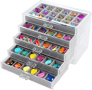 Rock Display Case 5 Layer Rock Collection Box for Kids Crystal Display Shelf Perfect for Showcasing Gemstones Minerals and Rock Collections Organize Your Rock Collection with Style and Elegance
