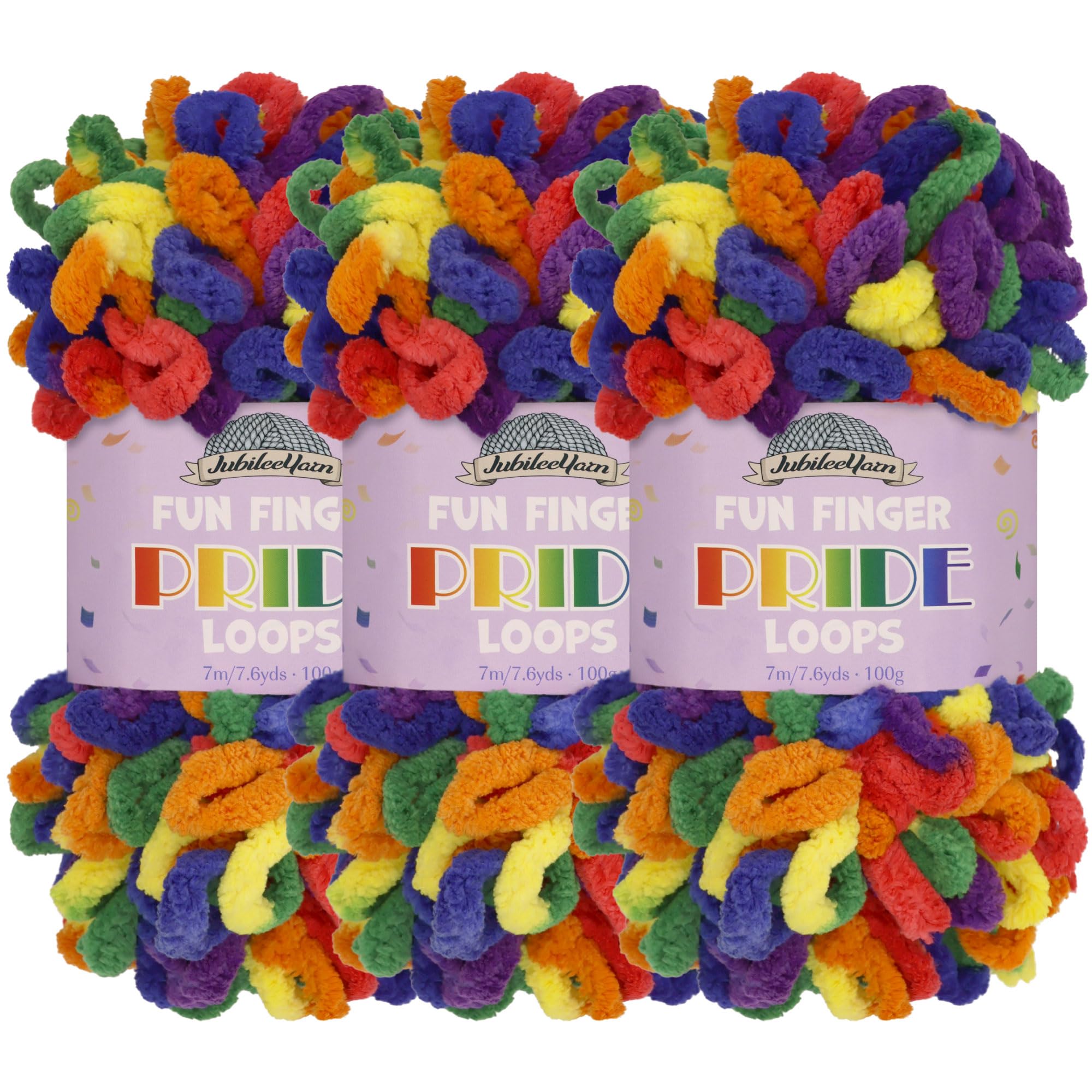 JubileeYarn Fun Finger Loops Yarn - Polyester Jumbo Weight Loop Yarn - 100g/Skein - Quasar - 3 Skeins — image 1