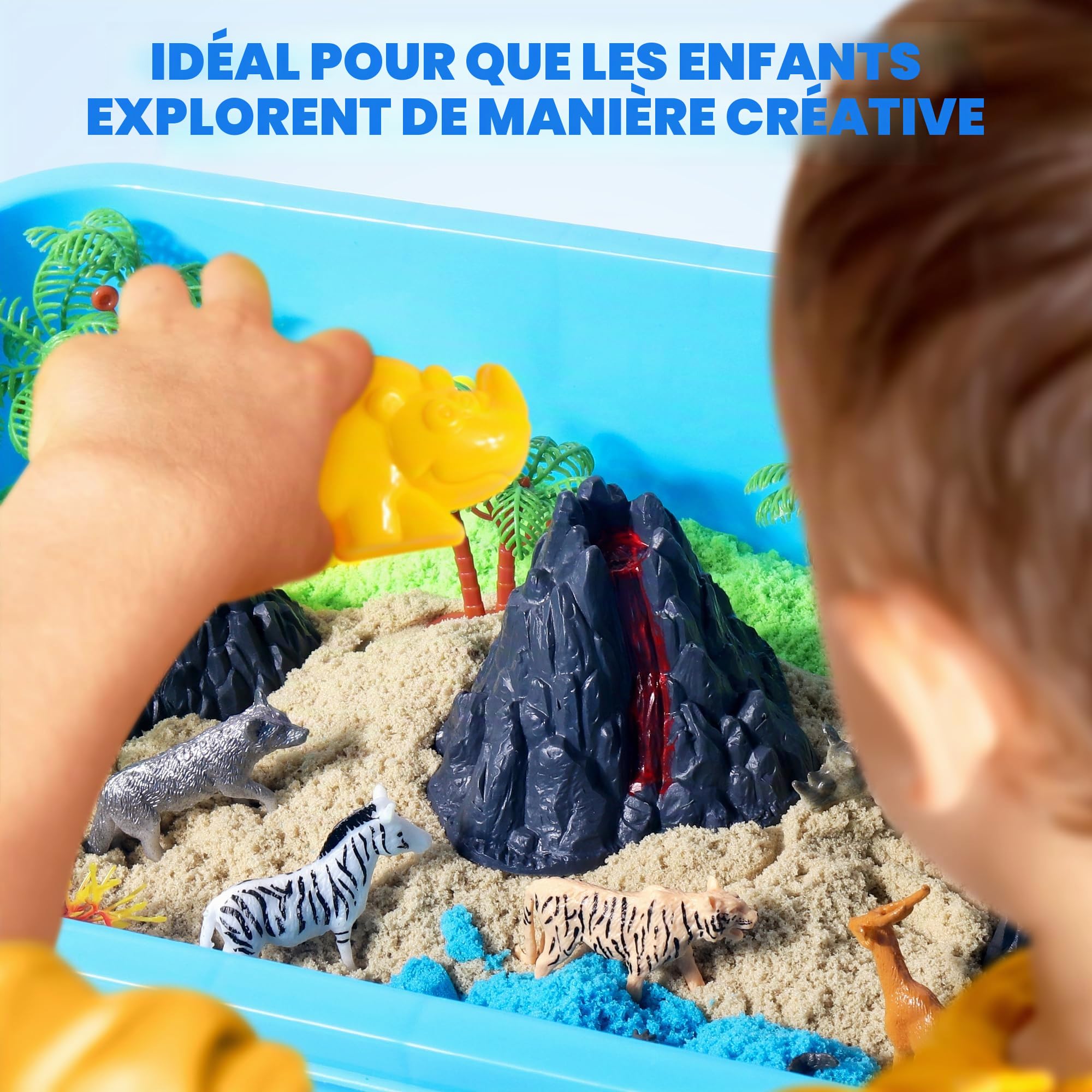 Billeeit Coffret de bac sensoriel animalier avec sable magique