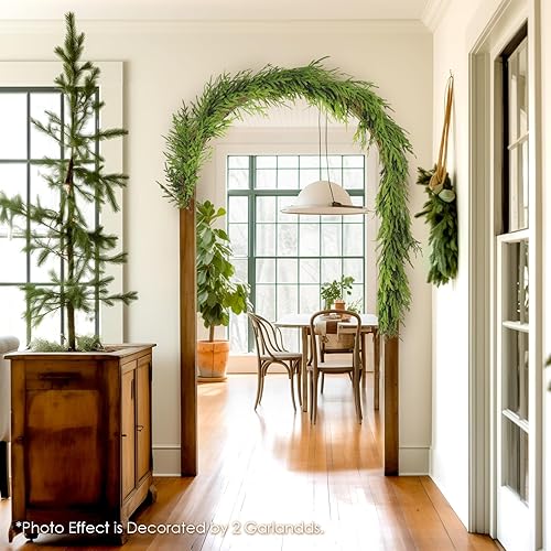 Miniatura 21 de WBHome 2 guirnaldas de Navidad preiluminadas de 9 pies/106 pulgadas con 50 luces LED para decoración navideña, funciona