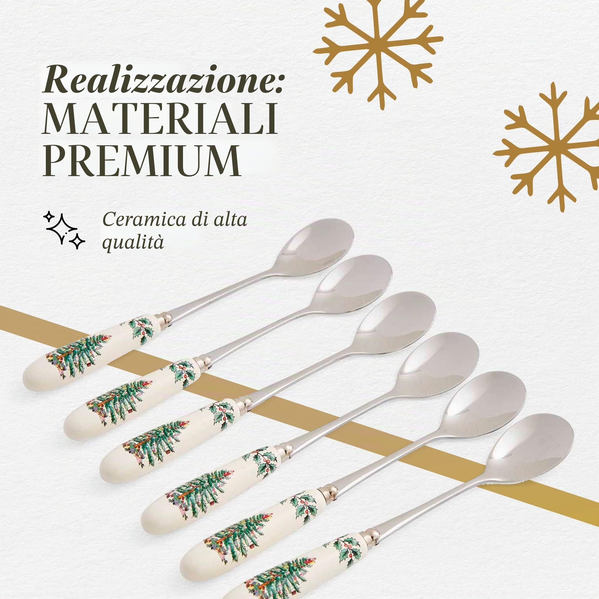 Portmeirion Spode - Cucchiaini da tè con Albero di Natale, Set da 6 (Multicolore)