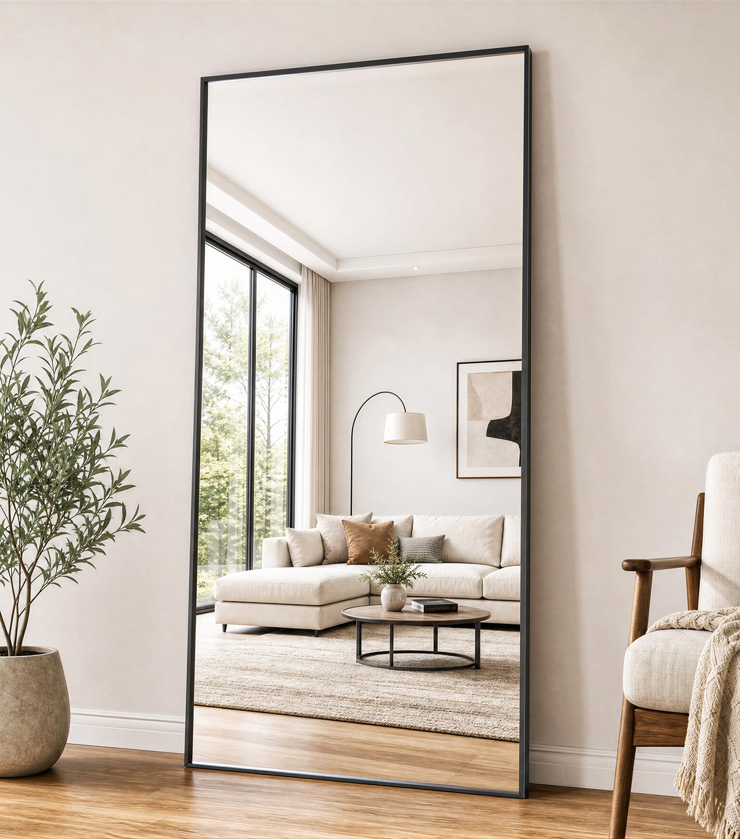 Koonmi 71"x28" Floor Mirror Full Length, Large Black Mirror