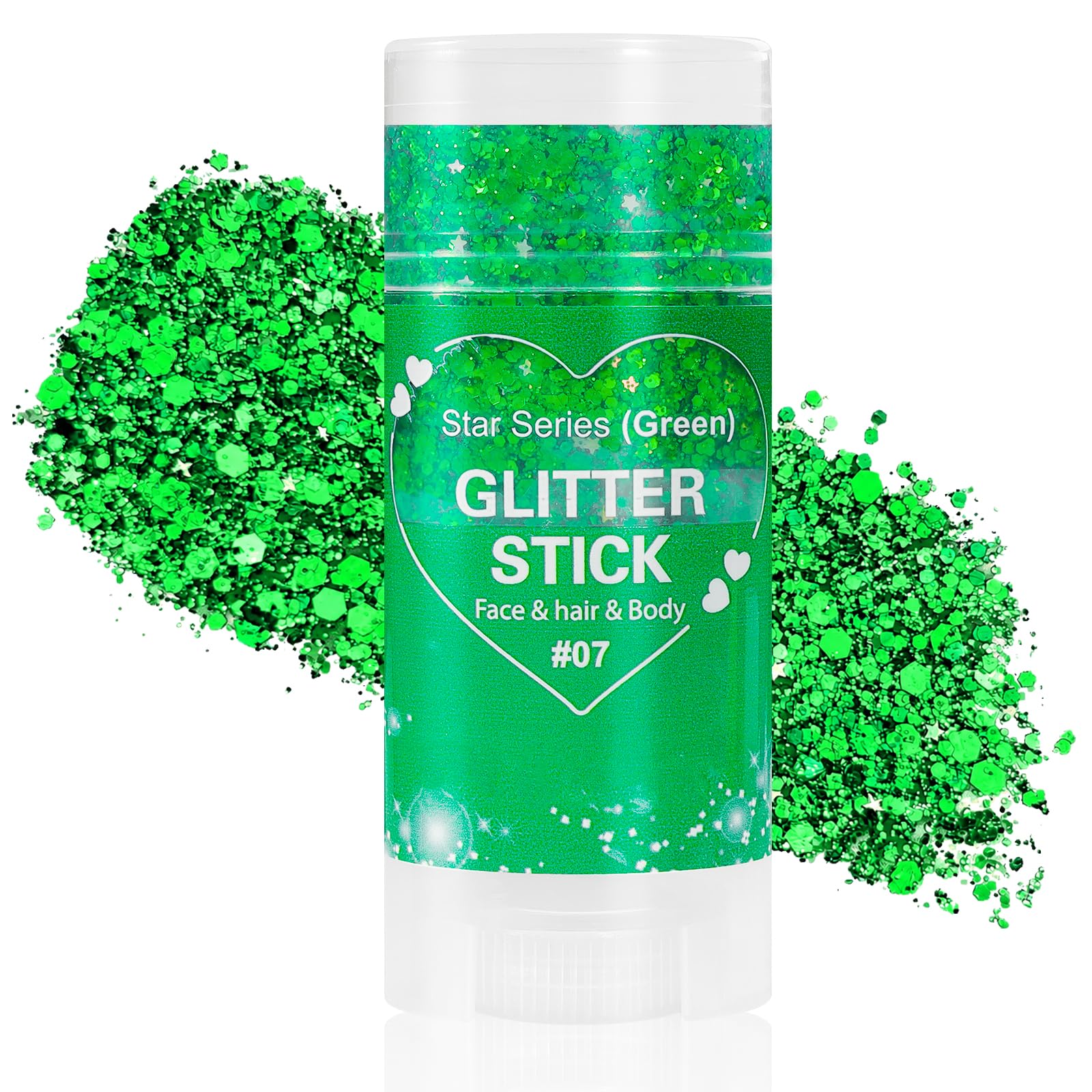 Mysense Green Body Glitter Stick,Sparkling Face Hair Glitter for Mardi Gras Festival Rave Outfit Women,St Patricks Day Accessories,Chunky Mermaid Glitter Face Paint Makeup