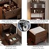 Dressing Table with LED Lights, 3 Light Colors, Vanity Table with USB Power Outlets, Vanity Desk with Mirror and Stool, Makeup Desk with 2 Drawers and Storage Cabinet (White,48cm)