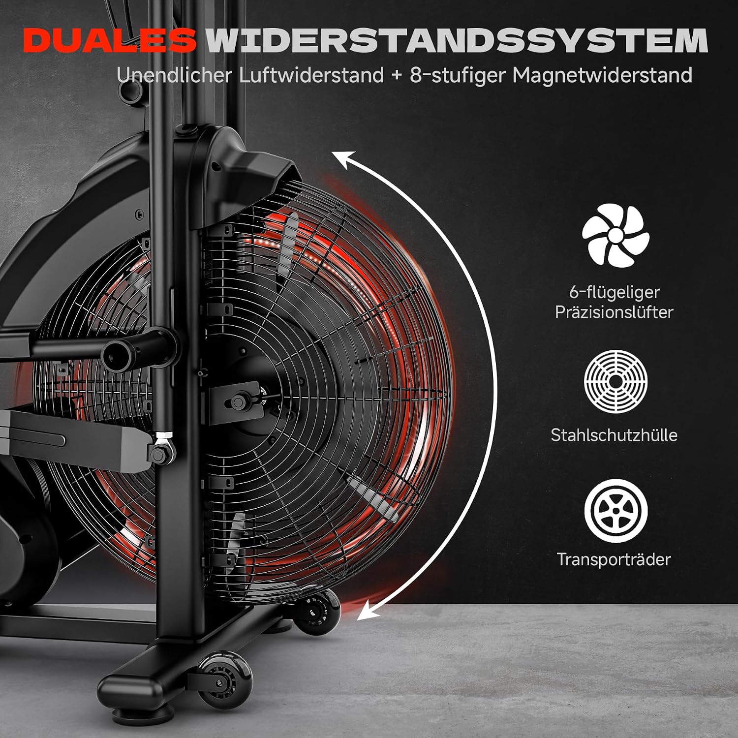Dual Resistance Air Bike, Magnetic & Air Fan Bike with APP Connection, ISCC PLUS Certified, Dual-Action Handlebars for Home Gym HIIT Cardio Full Body Workout (350LBS Capacity)