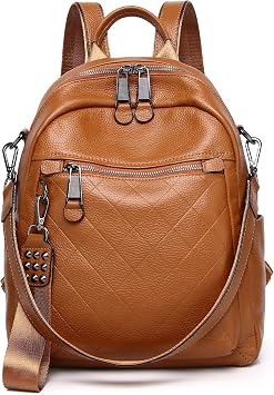 Genuine Leather Backpack Purse For Women Quilted Real Soft Leather Convertible Shoulder Bag
