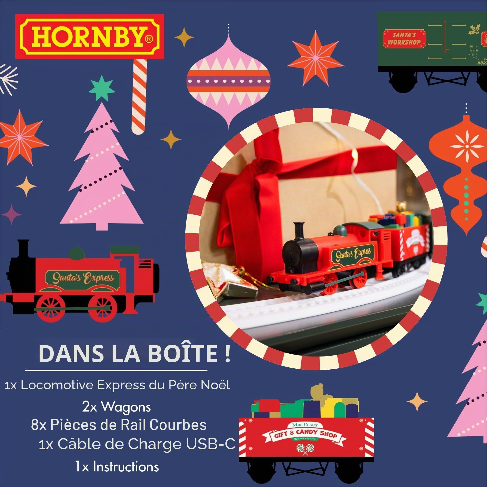 Coffret de Train Hornby R9363M Santa’s Express à Piles Rechargeables