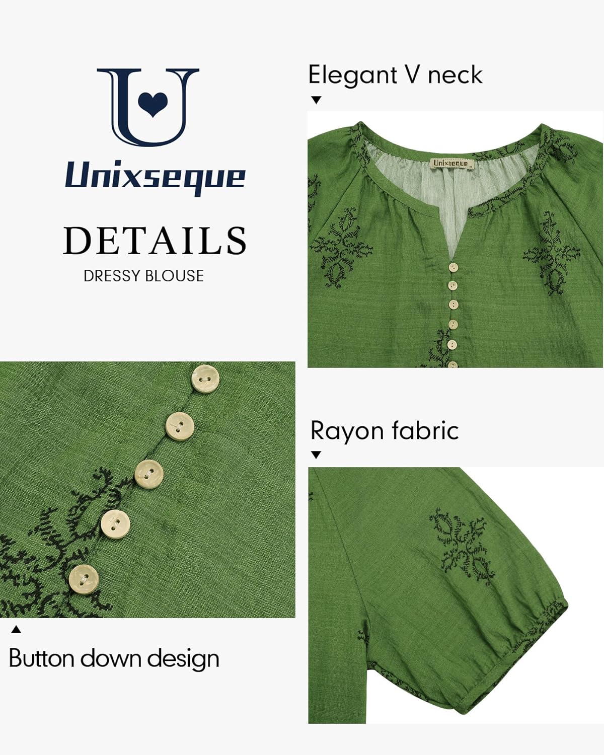 Unixseque Womens Summer Tops V Neck Short Sleeve Blouses Casual Button Down Shirts Floral Boho Clothing Trendy 2025 - Image 4