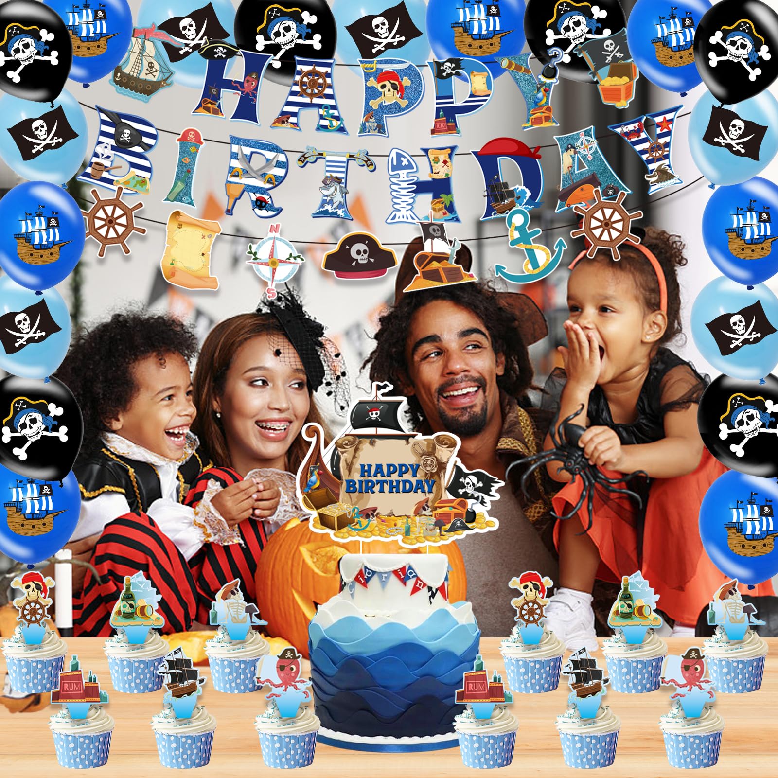 Décoration Anniversaire Pirate 5 Ans 36 Pièces,Ballons Pirate Enfant