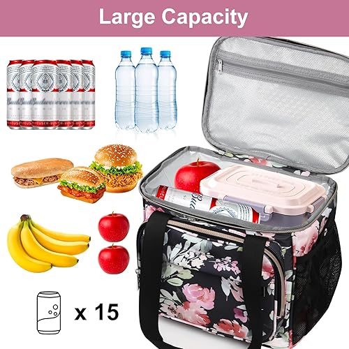 Miniatura 6 de GLENKEY Lonchera térmica para mujer, ligera, grande, a prueba de fugas, suave, con correa para el hombro, para adultos, trabajo, vuelo, playa,