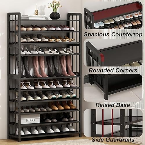 Miniatura 4 de Organizador de almacenamiento de zapatos de gran capacidad zapatero alto de 11 niveles con capacidad para 55-60 pares de zapatos, estante de zapatos