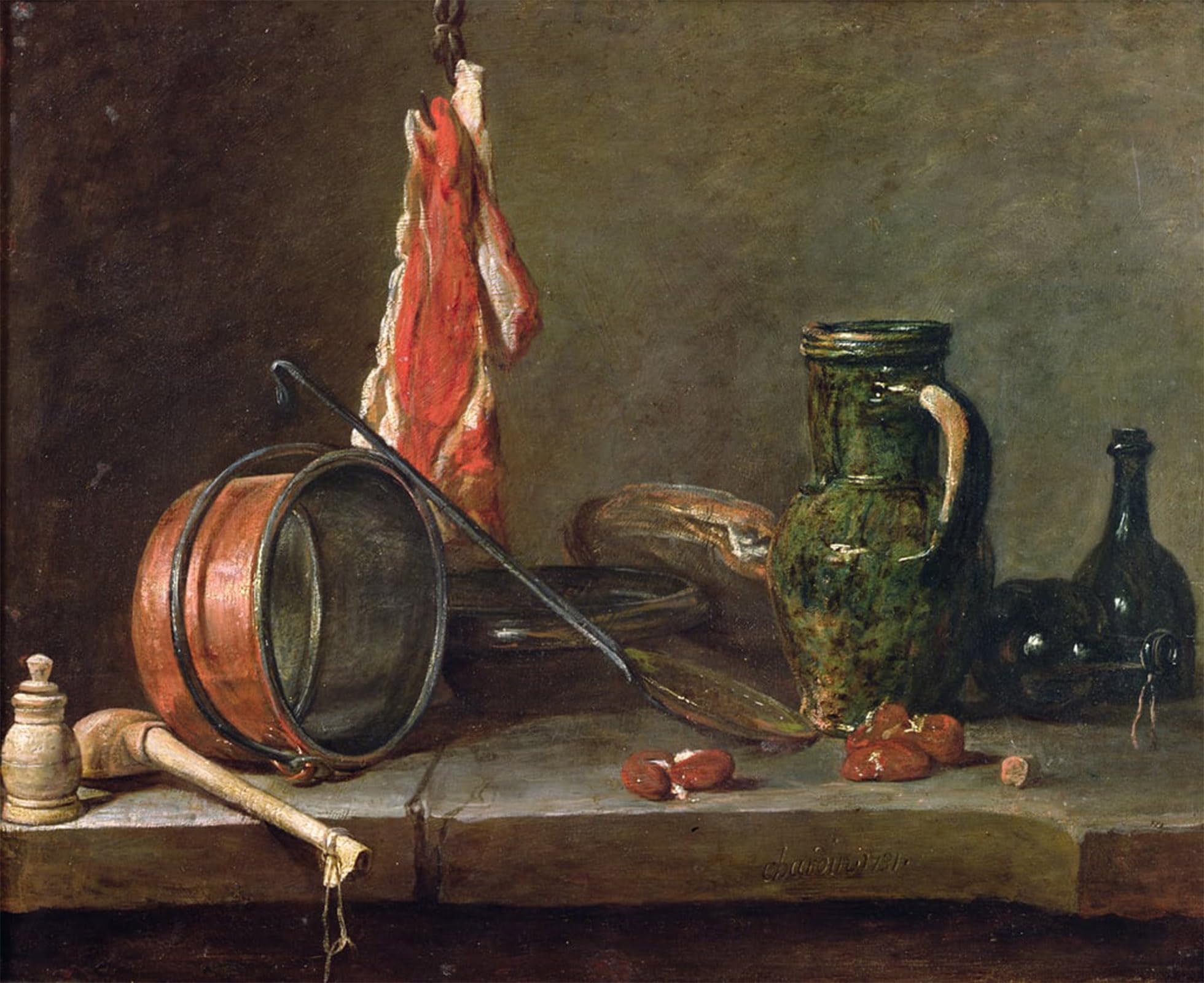 SERENDIPITP Retro Picture Poster Wall Art Pictures Painting Still Life Feast Day Menu by Jean Baptiste Simeon Chardin Wall Art Canvas Print for Wall Decor 60x90cm