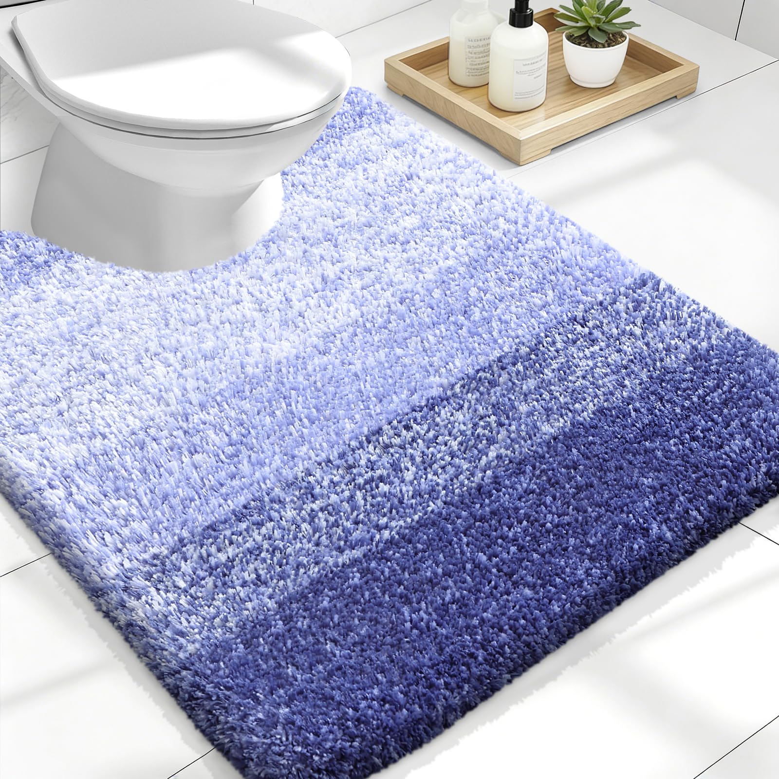 OLANLY Luxury Toilet Rugs U-Shaped 24x20, Soft Absorbent Microfiber Mat