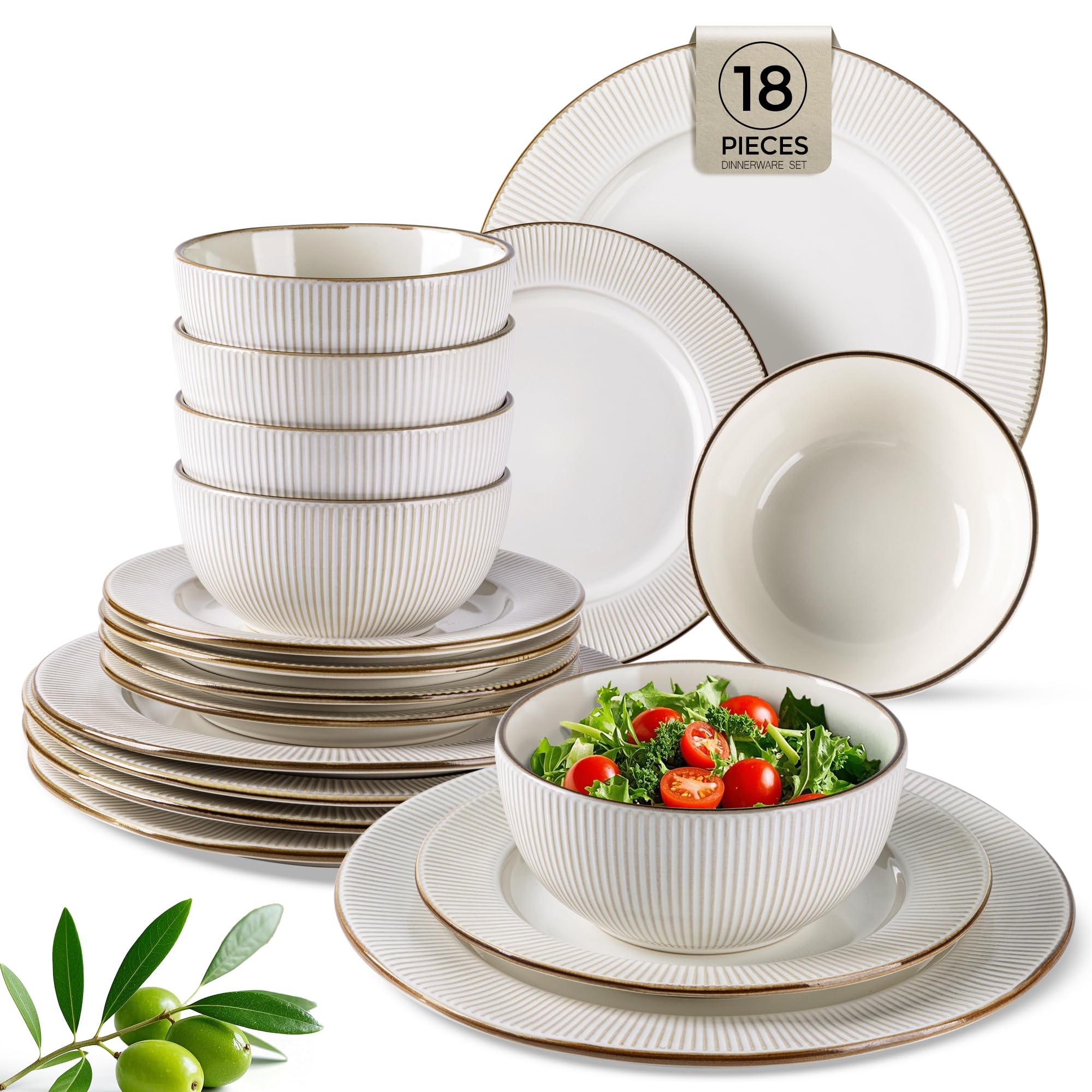 Amazon.com | GBHOME Ceramic Dinnerware Sets,18 pcs Embossed